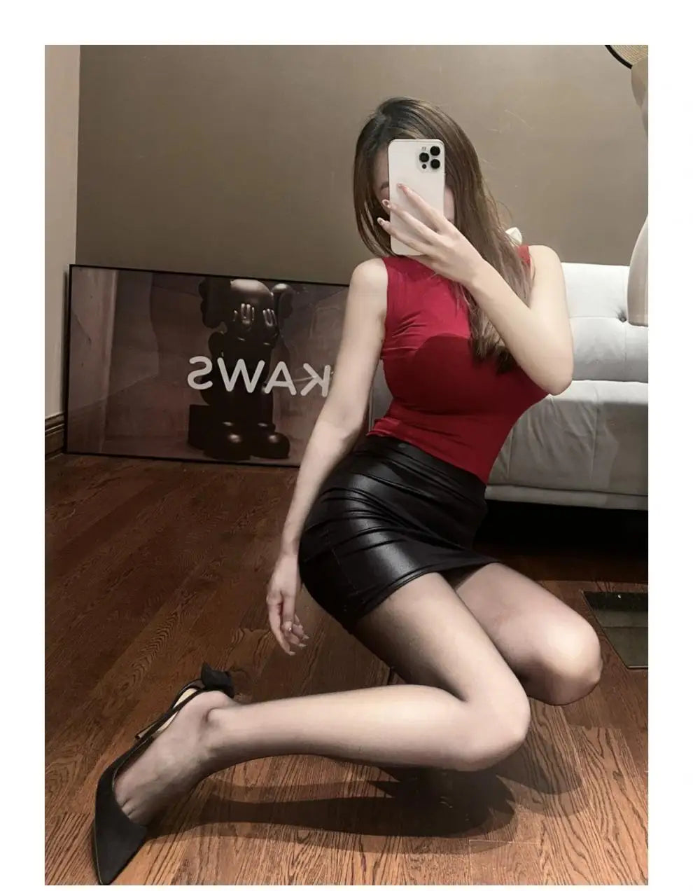 Black Slim Imitation Leather Pencil Mini Skirt High Waist Sexy Fashion Korean Short Skirts Women Wholesale Summer Sweet
