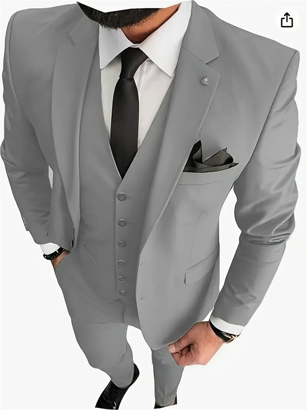 Men's Suits 3pcs Mens Business Suit Notch Lapel Blazer Formal Wedding Groom Pants Tux Vest Tuxedos (Blazer+vest+Pants)