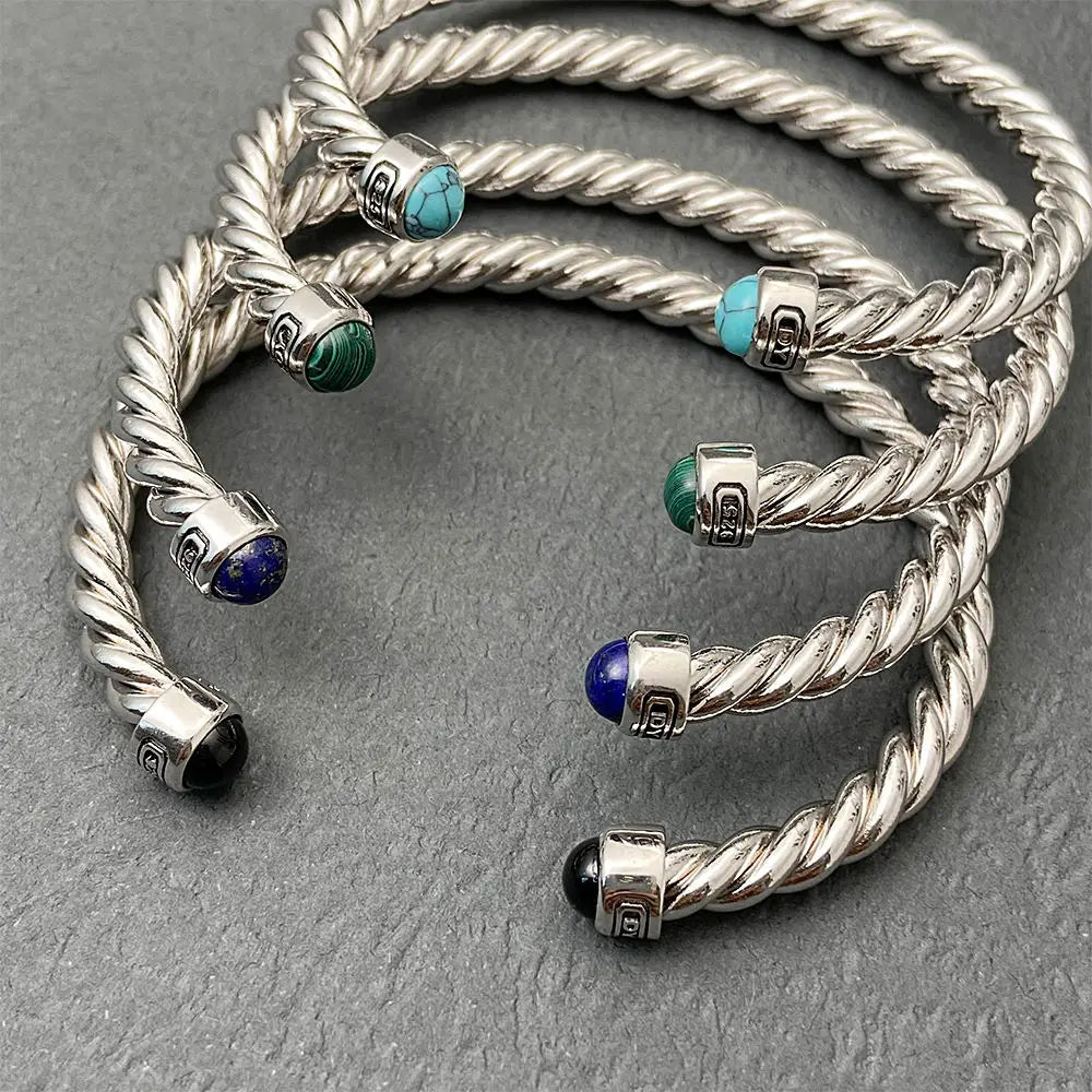 High Quality Round Toe Colored Gemstone Bracelet Luxury Unisex Colored Stone Bracelet Wholesale Jewelry