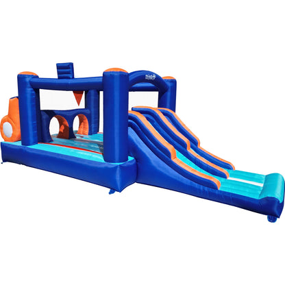 Inflatable Bounce House Obstacle Course for Kids - 2 Racing Slides, Spacious Jumping Area, Tunnels & Climbing Walls with Blower