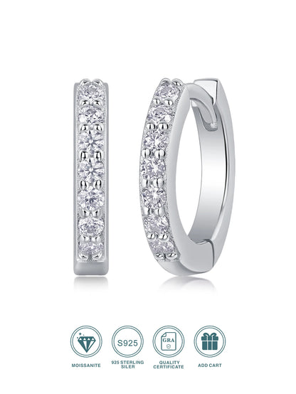 1pair Moissanite Earrings Hoop Style 925 Sterling Silver 18K Gold Plated Classic Jewelry for Women Comes with GRA Certificate