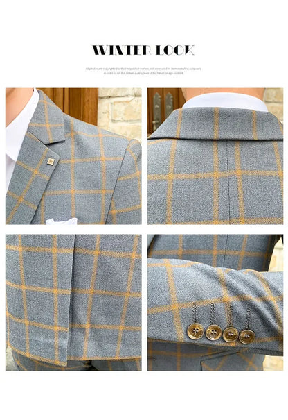 2025 Suit (Blazer+ Pants) Men's Fashion Hosts British Style Work Business Wedding Casual Art Style Elegant Gentleman Suit M-5XL