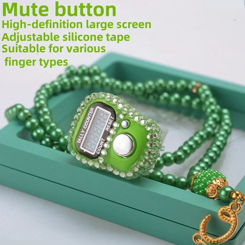 Muslim Prayer Set With Gift Box Pray For 99 Beaded Bracelets Resettable Finger Counter Ring Eid Al-Fitr Prayer Gifts