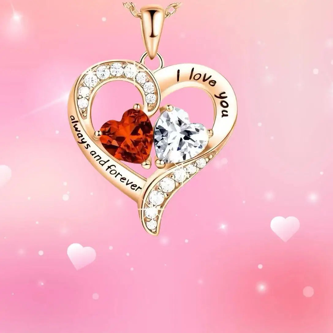 Elegant Red Heart Pendant Necklace with Rose Gift Box - Romantic Valentine’s Day, Birthday, or Mother’s Day Gift for Wife, Mom