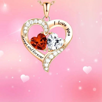 Elegant Red Heart Pendant Necklace with Rose Gift Box - Romantic Valentine’s Day, Birthday, or Mother’s Day Gift for Wife, Mom