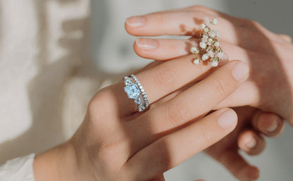 Newshe 2 Pcs Wedding Ring Set 925 Sterling Silver 1.7 Ct Princess Pear Cut AAAAA CZ Engagement Rings for Women Trendy Jewelry